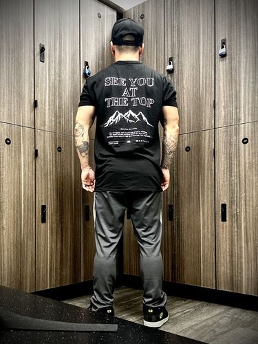 Customer photo review of SEE YOU AT THE TOP TEE - BLACK