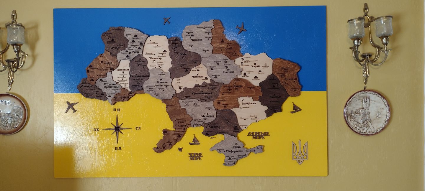 Customer photo review of Wooden Map of Ukraine Cappuccino
