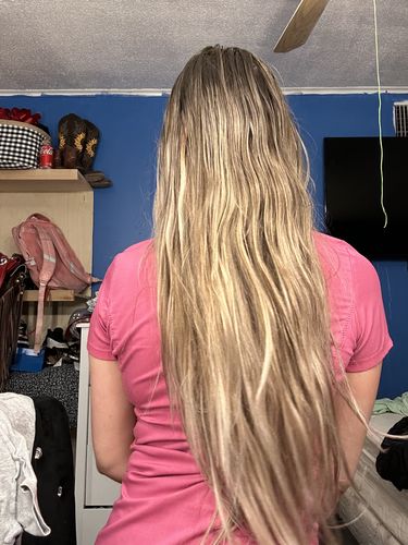 Customer photo review of Full Shine PU Seamless Clip in Extensions Human Hair Balayage (#3/6/22)