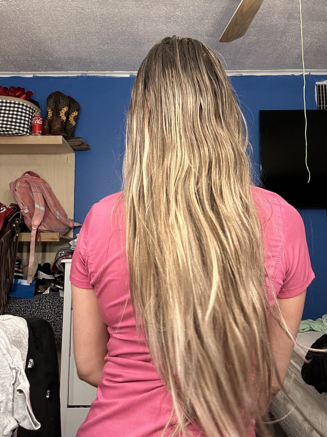 Customer photo review of Full Shine PU Seamless Clip in Extensions Human Hair Balayage (#3/6/22)