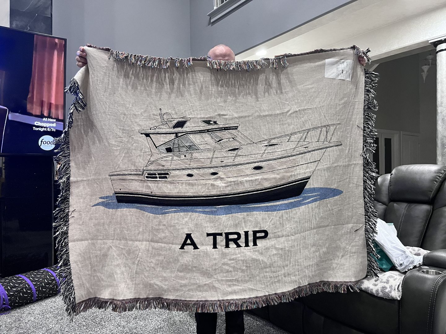 Customer photo review of Custom Woven Boat Blanket