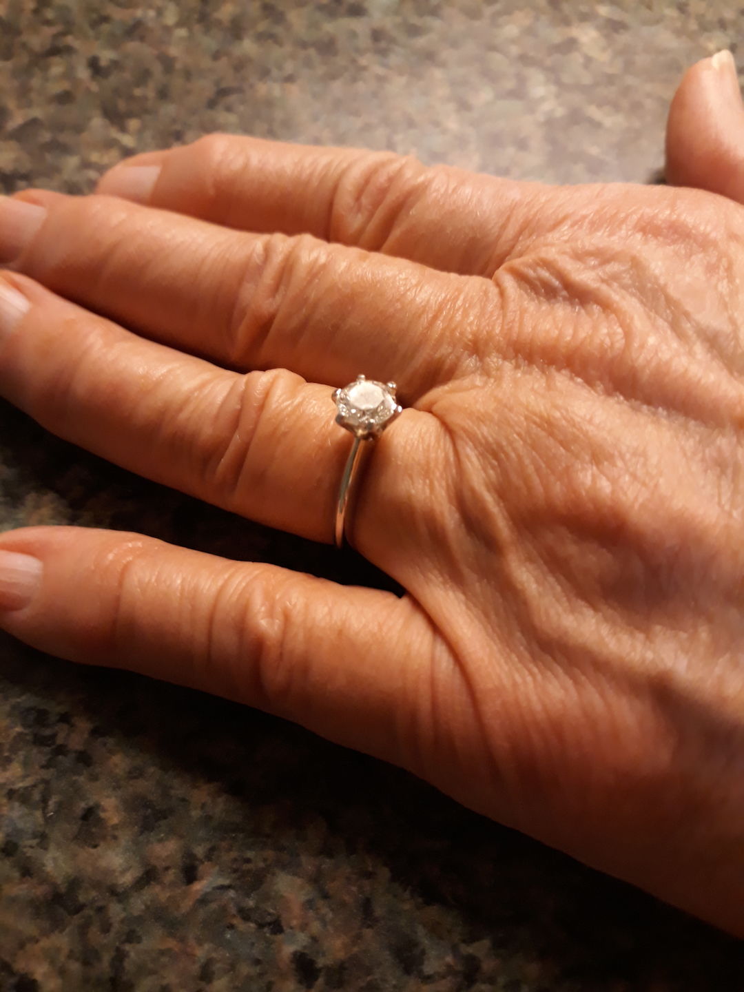 Customer photo review of Classics for Hundreds of years, six prong solitaire ring
