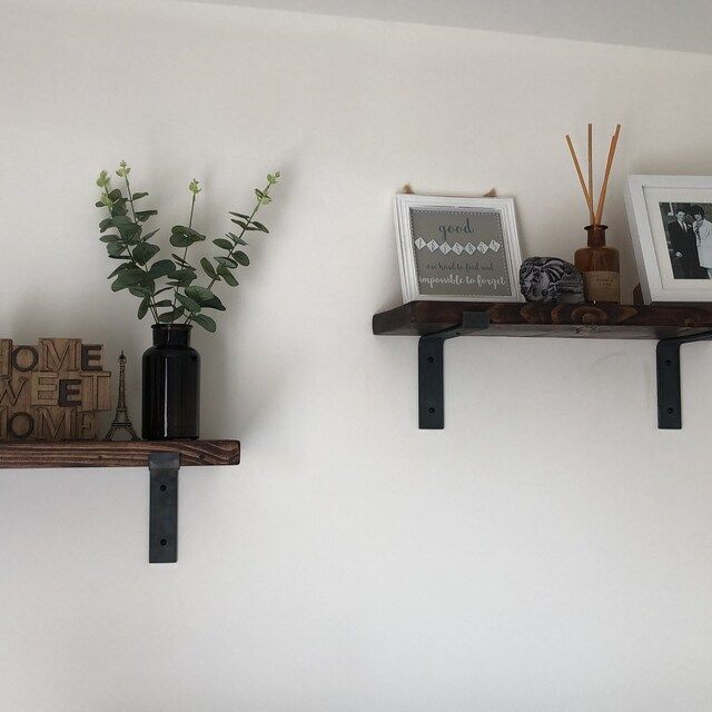 Customer photo review of Rustic Wooden Wall Shelves with Industrial Style Bracket | 22.5cm depth