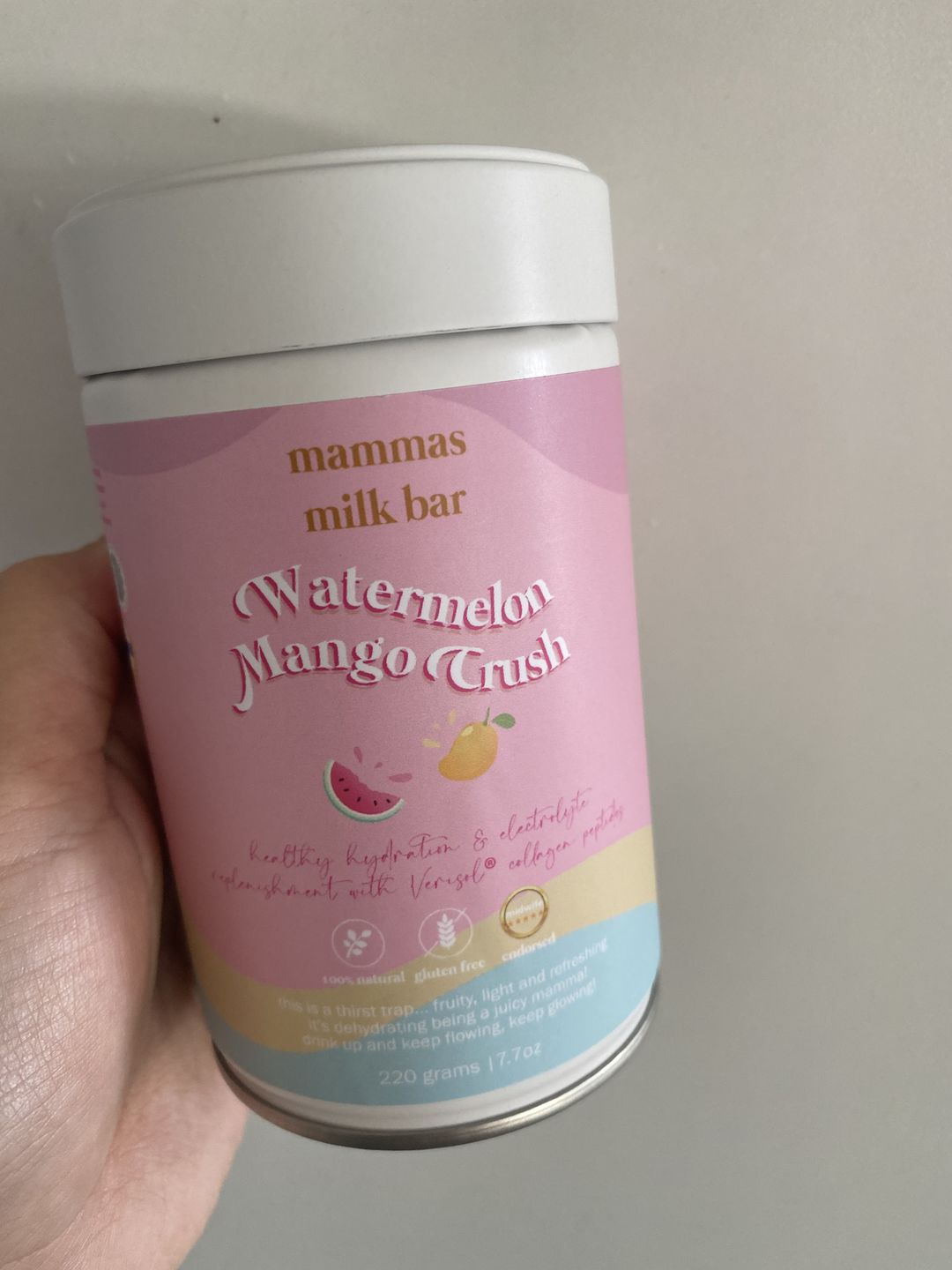 Customer photo review of Watermelon Mango Crush Hydration Electrolyte Drink with Verisol® Collagen