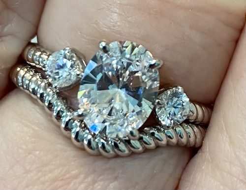 Customer photo review of 3-Stone Cable 1.8ct Oval CZ Ring in Sterling Silver