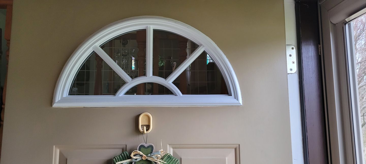 Customer photo review of Clear Sunburst Glass and Frame Kit (Fanlite 24" x 12" Frame Size)