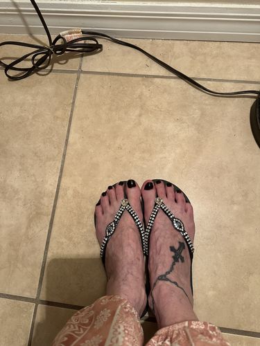 Customer photo review of Evil Eye Flip Flops