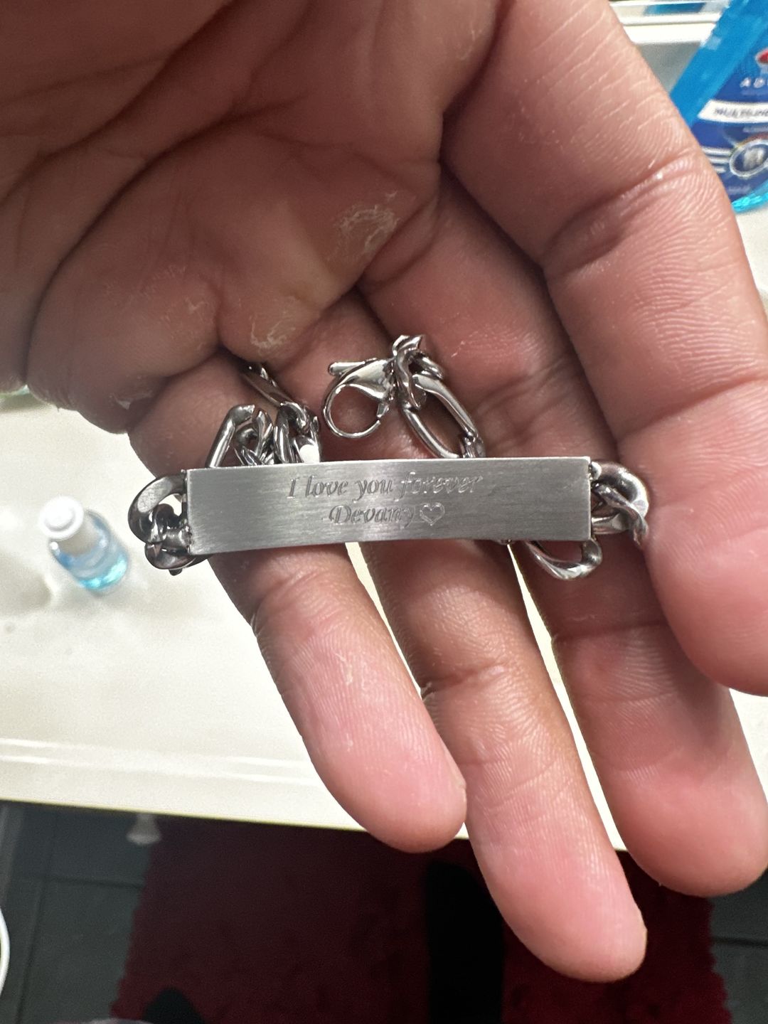 Customer photo review of 7mm Figaro Link ID Bracelet