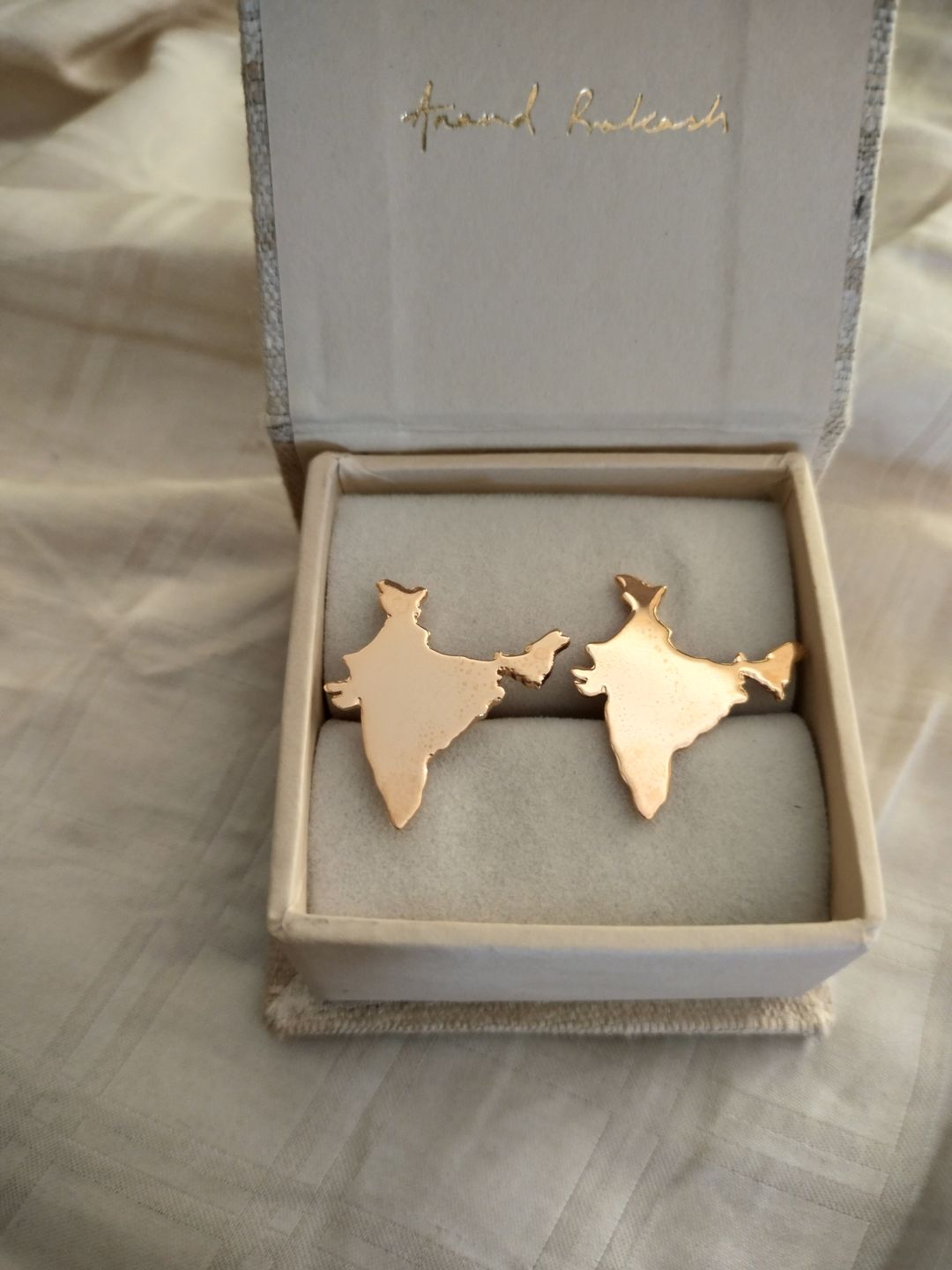 Customer photo review of Cufflinks India Map - Goldplated