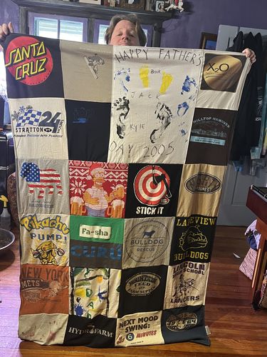T-shirt quilt featuring bulldogs, lancers by kim from NY