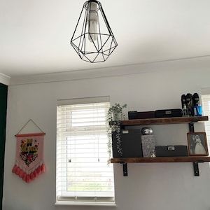 Customer photo review of Rustic Wooden Wall Shelves with Industrial Style Bracket | 22.5cm depth