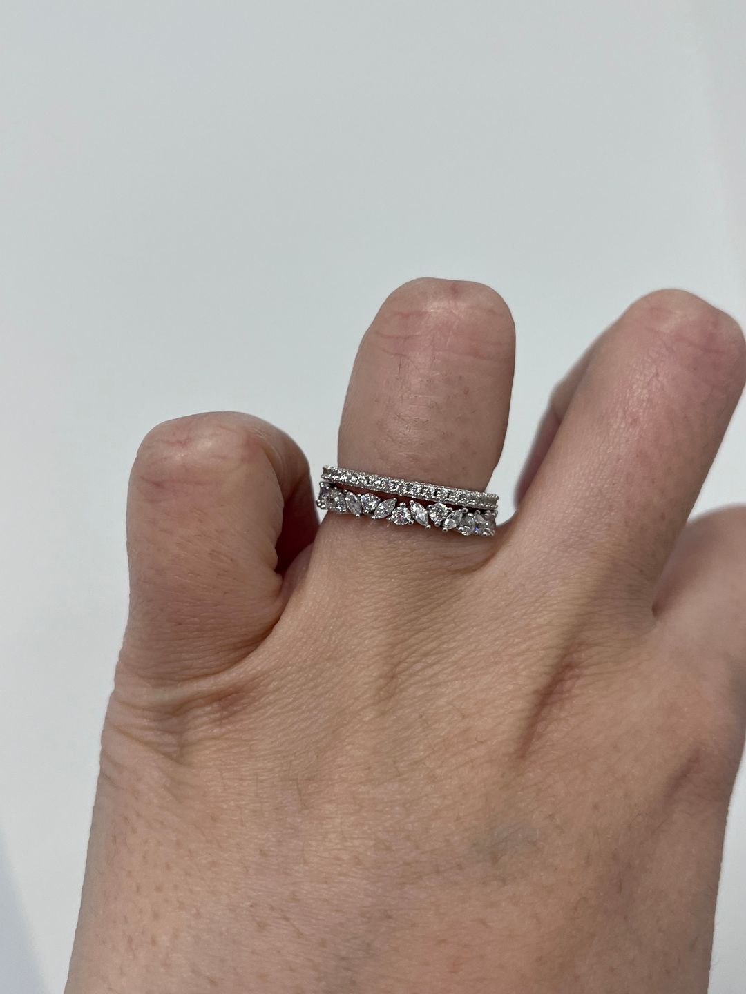 Customer photo review of S925 Fashion Design Marquise Cut & Round Cut Stackable Wedding Band In Sterling Silver