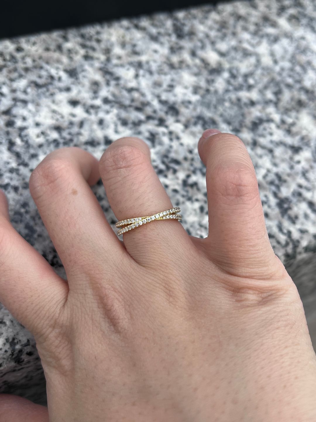 Customer photo review of Louily  X Criss Cross Wedding Band For Women In Sterling Silver