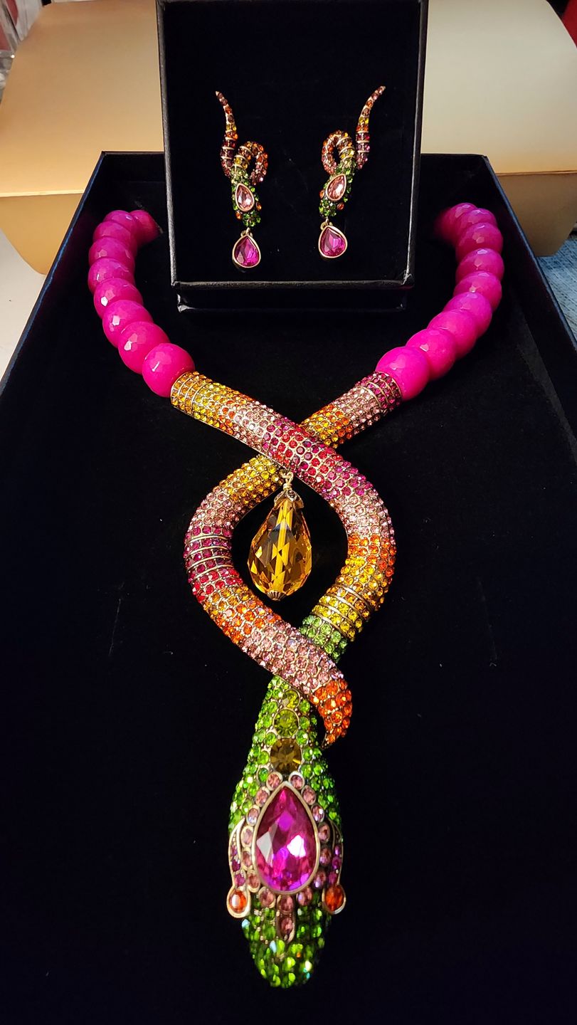 Customer photo review of HEIDI DAUS®"Gorgeous Glimmer Snake" Beaded Crystal Snake Necklace