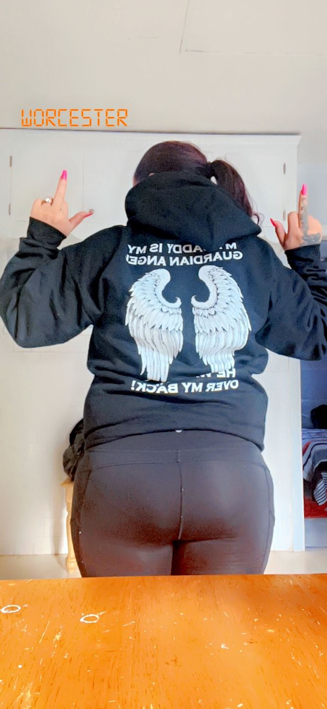 Customer photo review of My Dad Is My Guardian Angel Hoodie