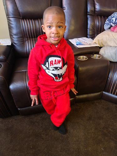 Customer photo review of Men Money Hungry Chenille Hoodie