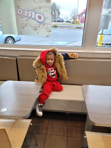 Customer photo review of Money Teddy RAW Drip Orange Chenille Hoodie and Jogger Set