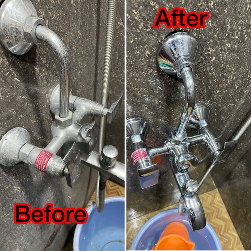 Customer photo review of Ecofriendly Limescale Remover/Descaler for taps, Hard Water Stains,  Showers ,faucets & bathroom Tiles-500ml