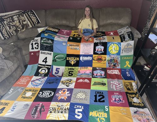 T-shirt quilt featuring sullivan pirates, springfield eagles by Sarah from MO
