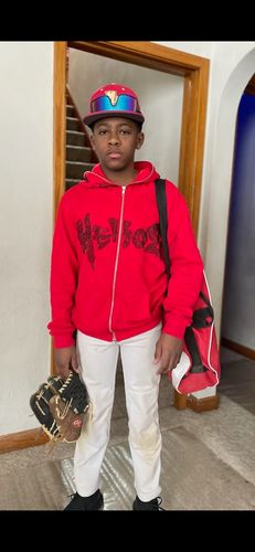 Customer photo review of Red Rhinestone Full Zip