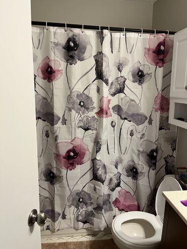 Customer photo review of Spring Flowers Fabric Shower Curtain