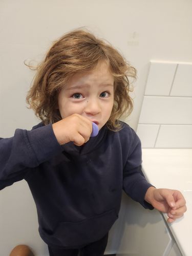 Customer photo review of Dinosaur U-Shaped Sensory Toothbrush in Case