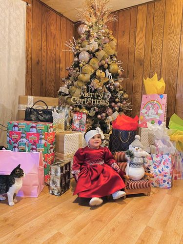 Customer photo review of Cute Baby Girls Bead Bow Wedding Dress