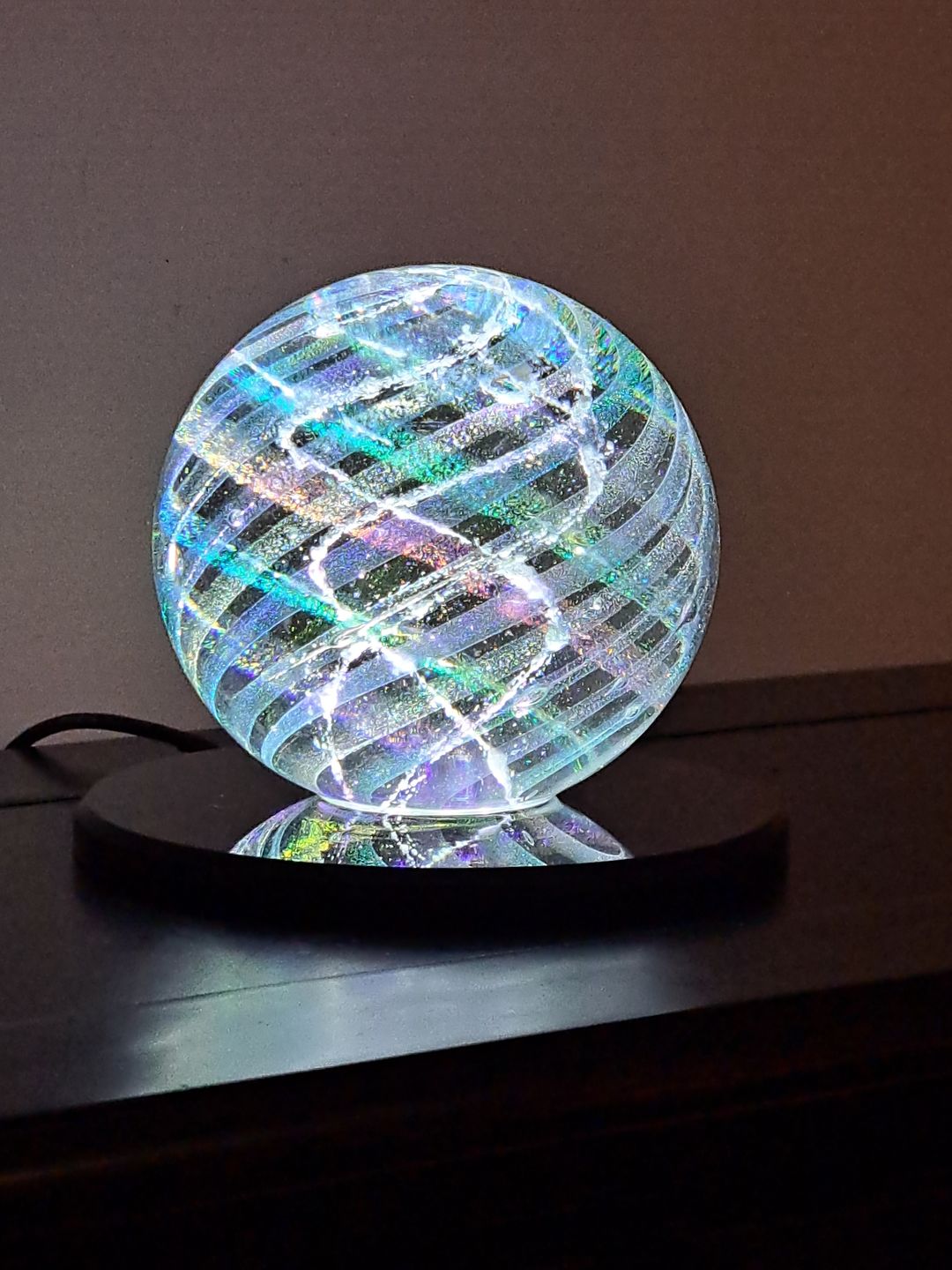 Customer photo review of Dichroic Rainbow Orb with Cremains