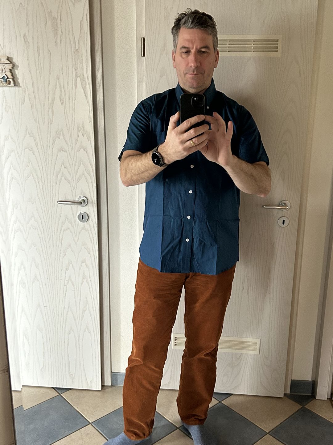 Customer photo review of Short Sleeve  - Two Tone Blue - Up to Size 5XL