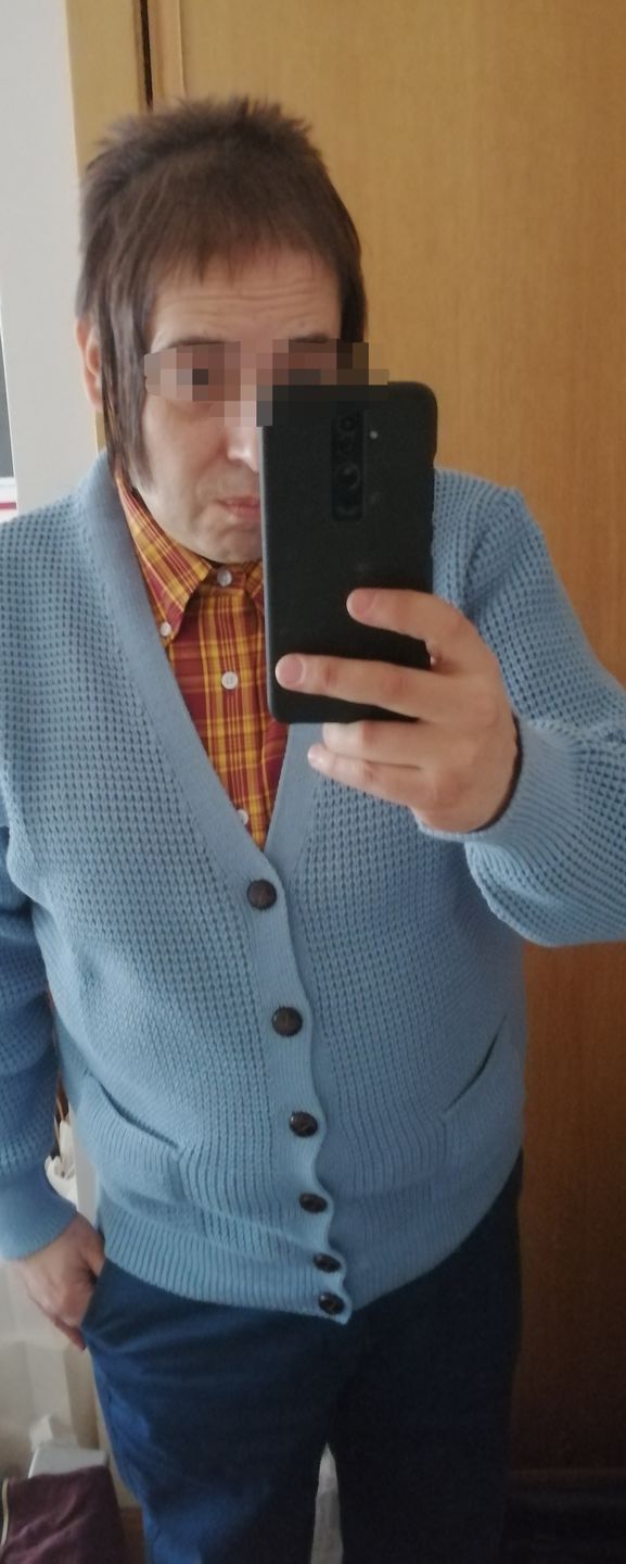 Customer photo review of Waffle Knit Cardigan - Dusty Blue