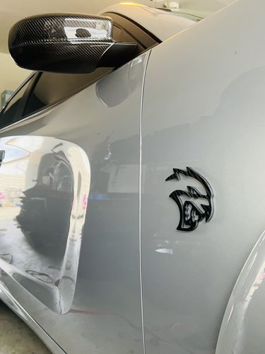 Customer photo review of Carbon Fiber Hellcat Fender Badge Set