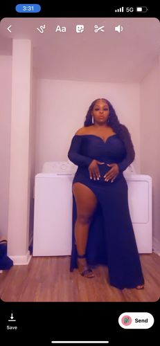 Customer photo review of Sexy Off Shoulder Long Sleeve Slim Slit Solid Color Maxi Dress