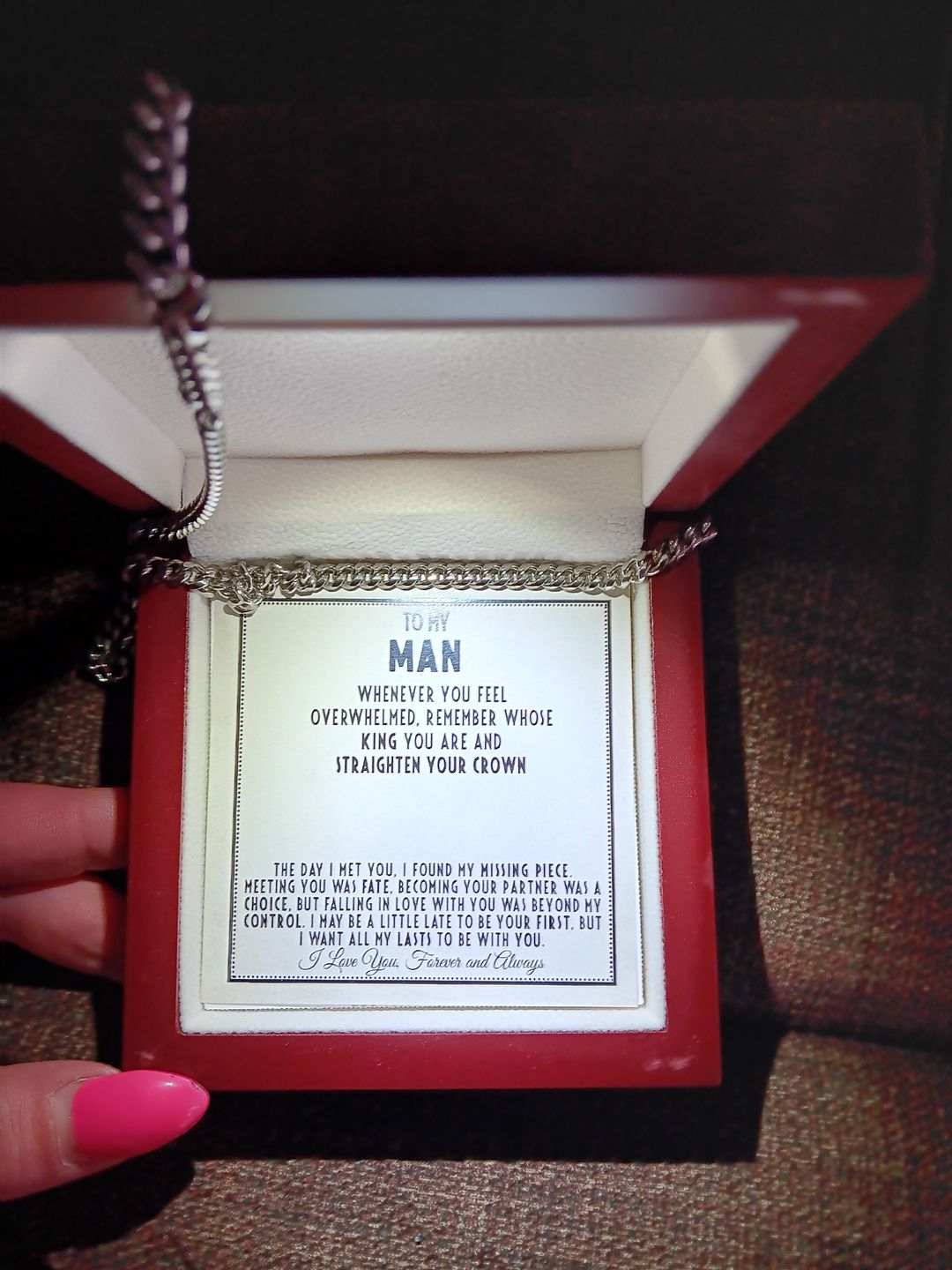 Customer photo review of To My Man - Straighten Your Crown - Cuban Link Chain Necklace