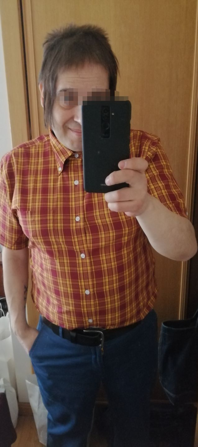 Customer photo review of Burgundy & Mustard Check Shirt- CK-51 - UP TO 5XL