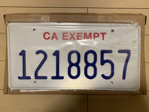 Customer photo review of 1998 STATE EXEMPT CALIFORNIA LICENSE PLATE CA EXEMPT 6"x12" (156.5mm x 305mm)