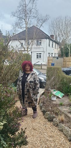 Customer photo review of Plus Size - Retro Ink Dot Loose Hooded Overcoat