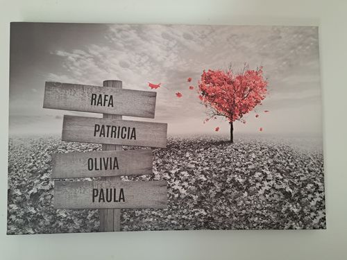 Customer photo review of Lienzo Árbol Corazón con Nombres Personalizados