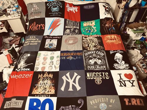 T-shirt quilt featuring denver broncos, nuggets by Ken from CO