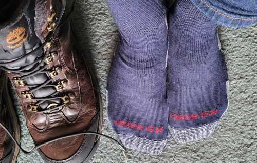 Customer photo review of 3 PAIR "Hiker GX" 74% Merino Wool Hiking Sock - Clearance (SOLID NAVY)
