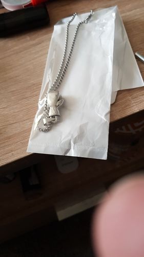 Customer photo review of Boxing Gloves Pendant Necklace (24 inches)