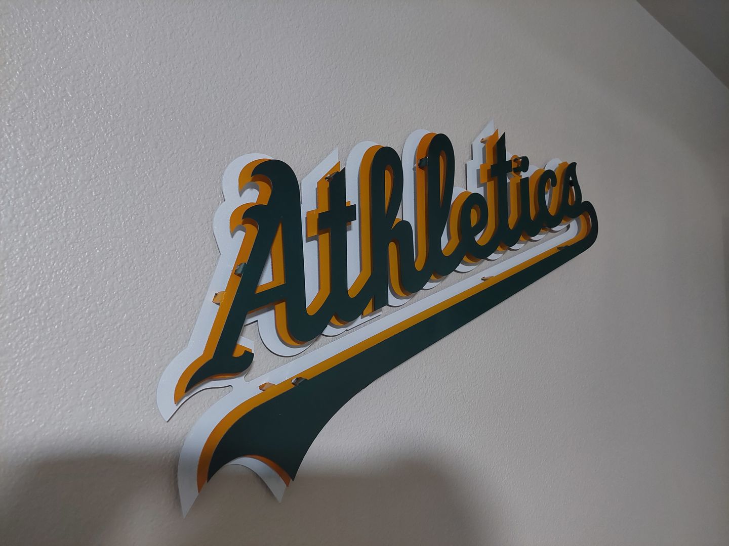 Customer photo review of Oakland A's Script 3D Metal Wall Art