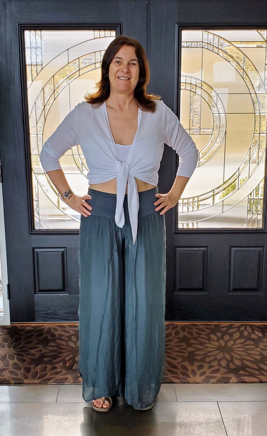 Customer photo review of Millie Silk Pants (Charcoal)