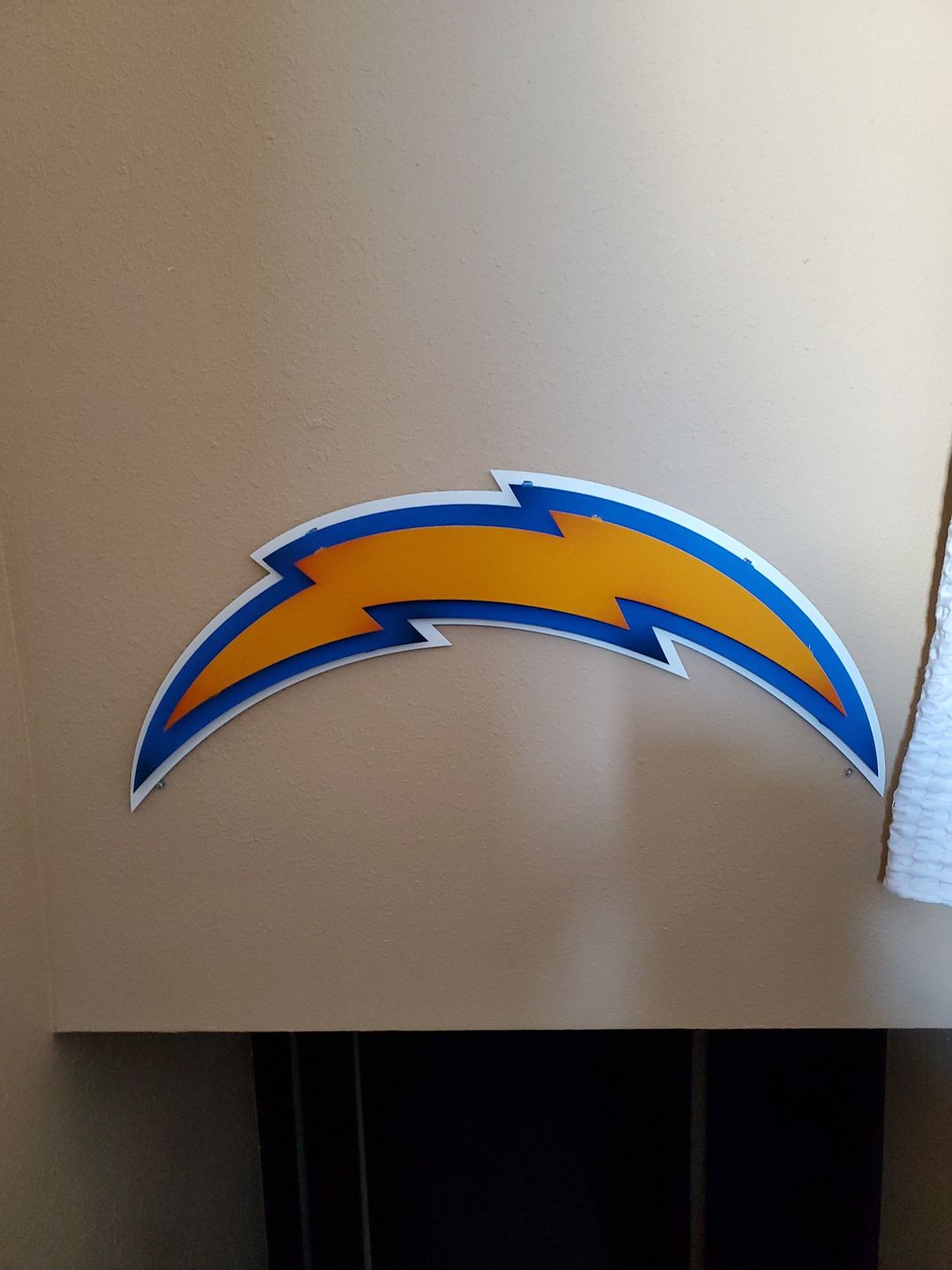 Customer photo review of Los Angeles Chargers Lightning Bolt 3D Vintage Metal Wall Art