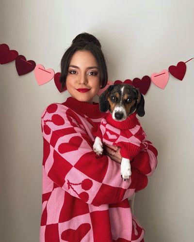 Customer photo review of Oversized Human Knitted Love Sweater