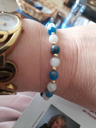 Customer photo review of Bracelet Détoxifiant Apatite et Pierre de Lune | Or fin
