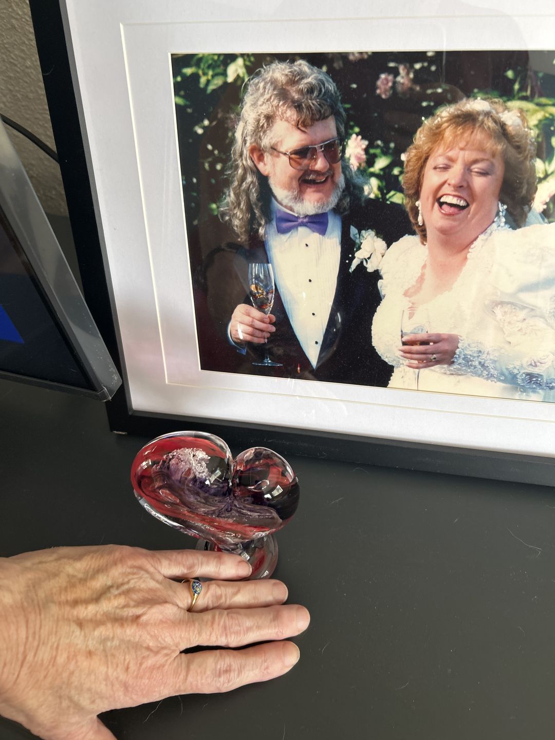 Customer photo review of Golden Oval Ring with Cremation Ashes