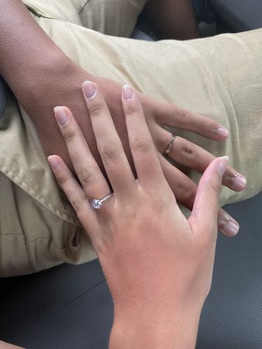 Customer photo review of Les bagues pour couple : Saphir et Émeraude