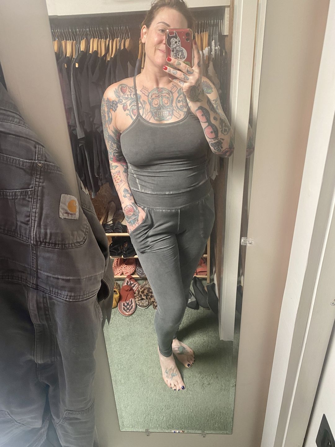 Customer photo review of Stonewash Long Yoga Jumpsuit
