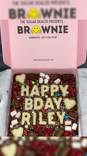 Customer photo review of Gluten free custom message brownie