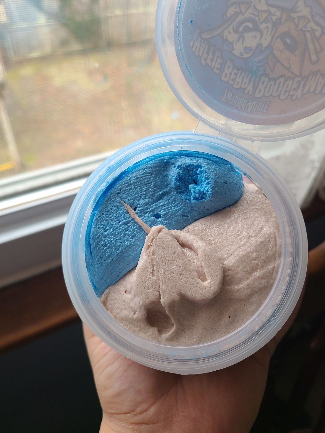 Customer photo review of Waffle Berry Boogeyman Split Scrub (Blueberry Cheesecake Ice Cream & Waffle Cone)
